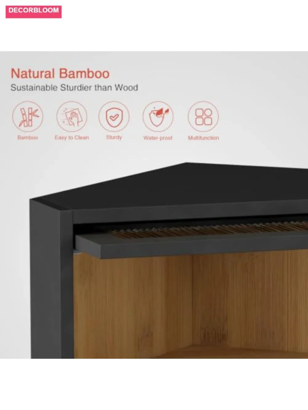 Double Layer Roll Up Corner Bread Box Bamboo Kitchen Storage